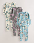 Charcoal/Blue All Over Stompy Animal Snuggle Pyjamas 3 Pack