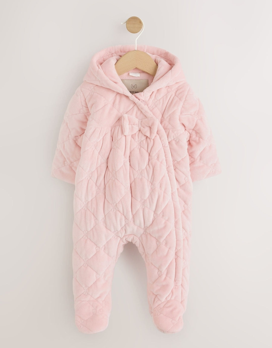 Pink Velour Zip Through Quilted
Baby All-In-One