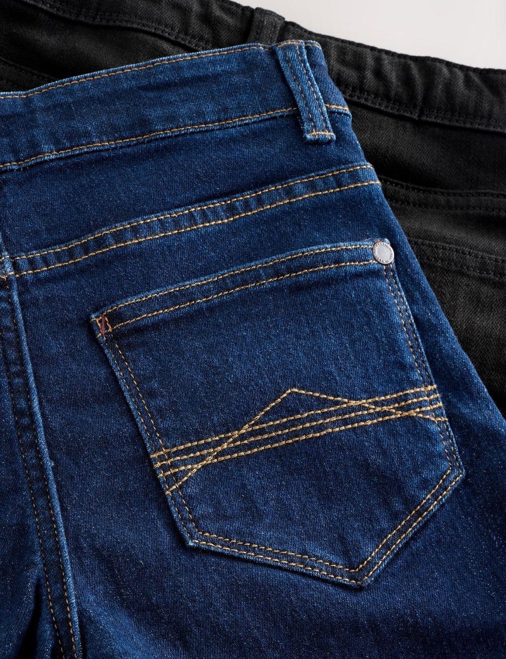 Dark Blue/ Black Denim Regular Fit
Regular Length Stretch Jeans 2 Pack