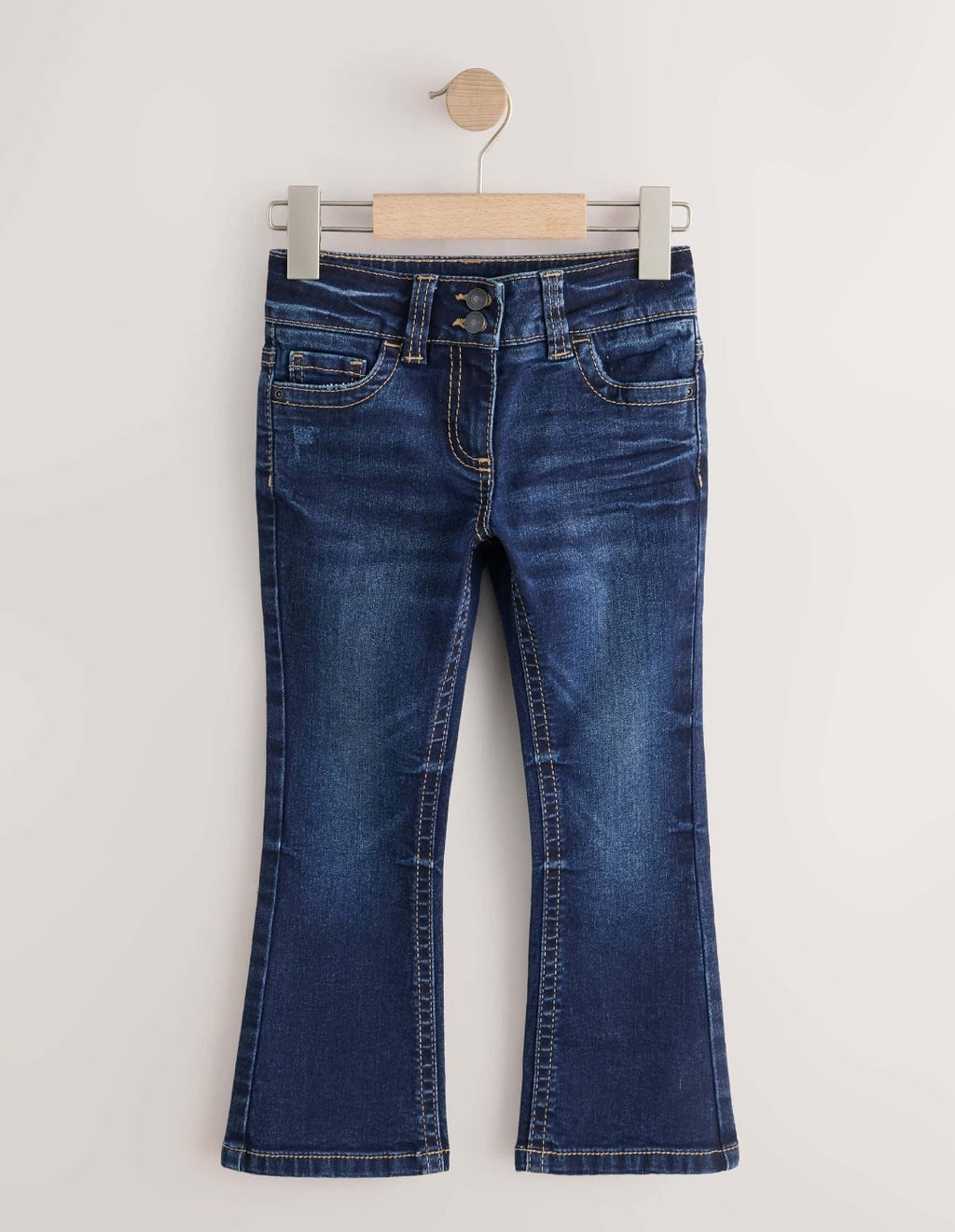Dark Wash Low Rise Flared Jeans