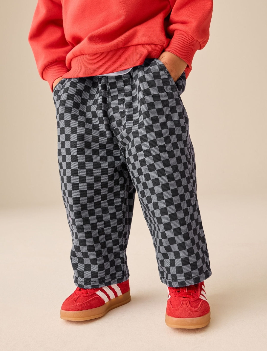 Black/Grey Checkerboard Wide Barrel
Jeans
