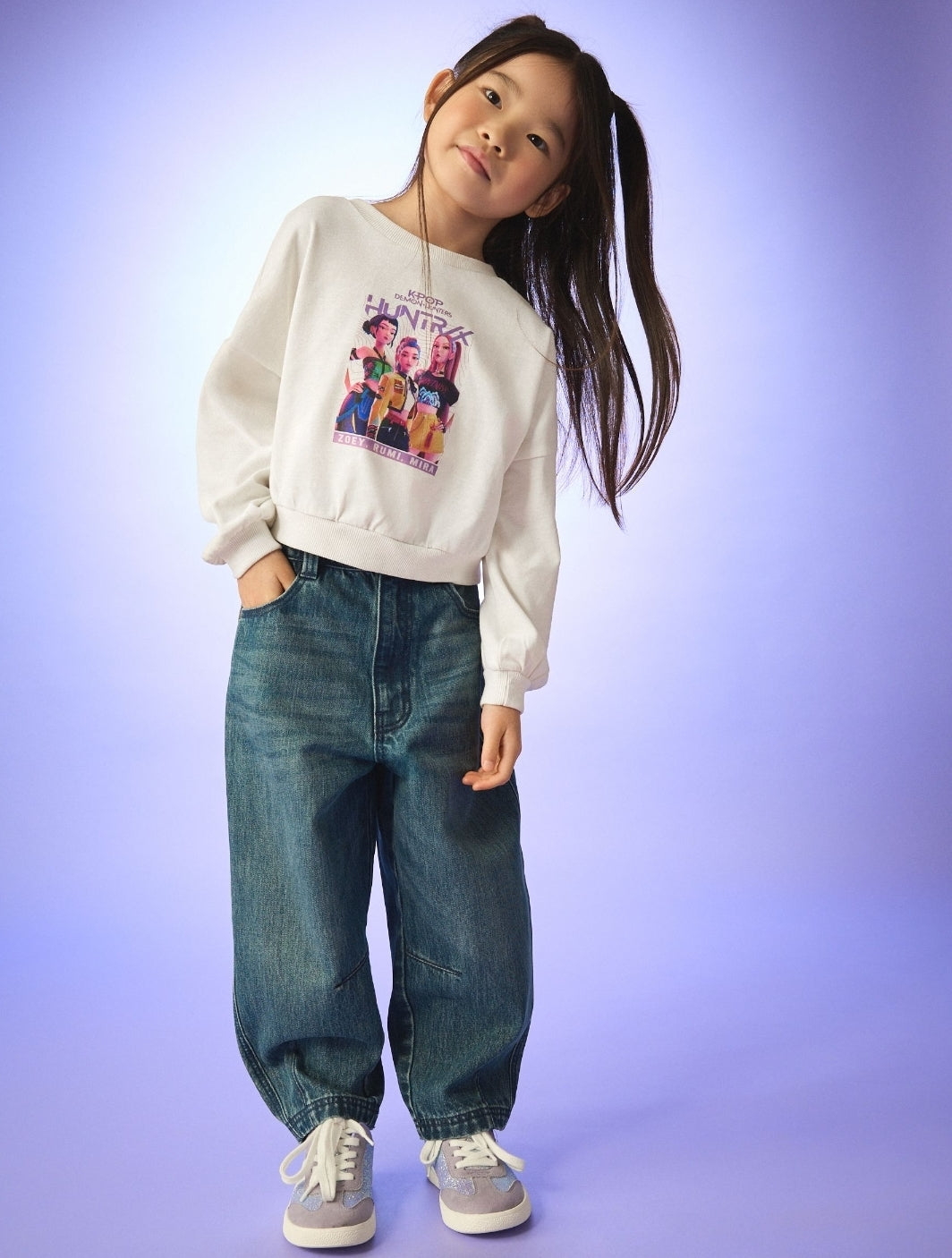 Ecru KPOP Demon Hunters Long Sleeve Sweat Top