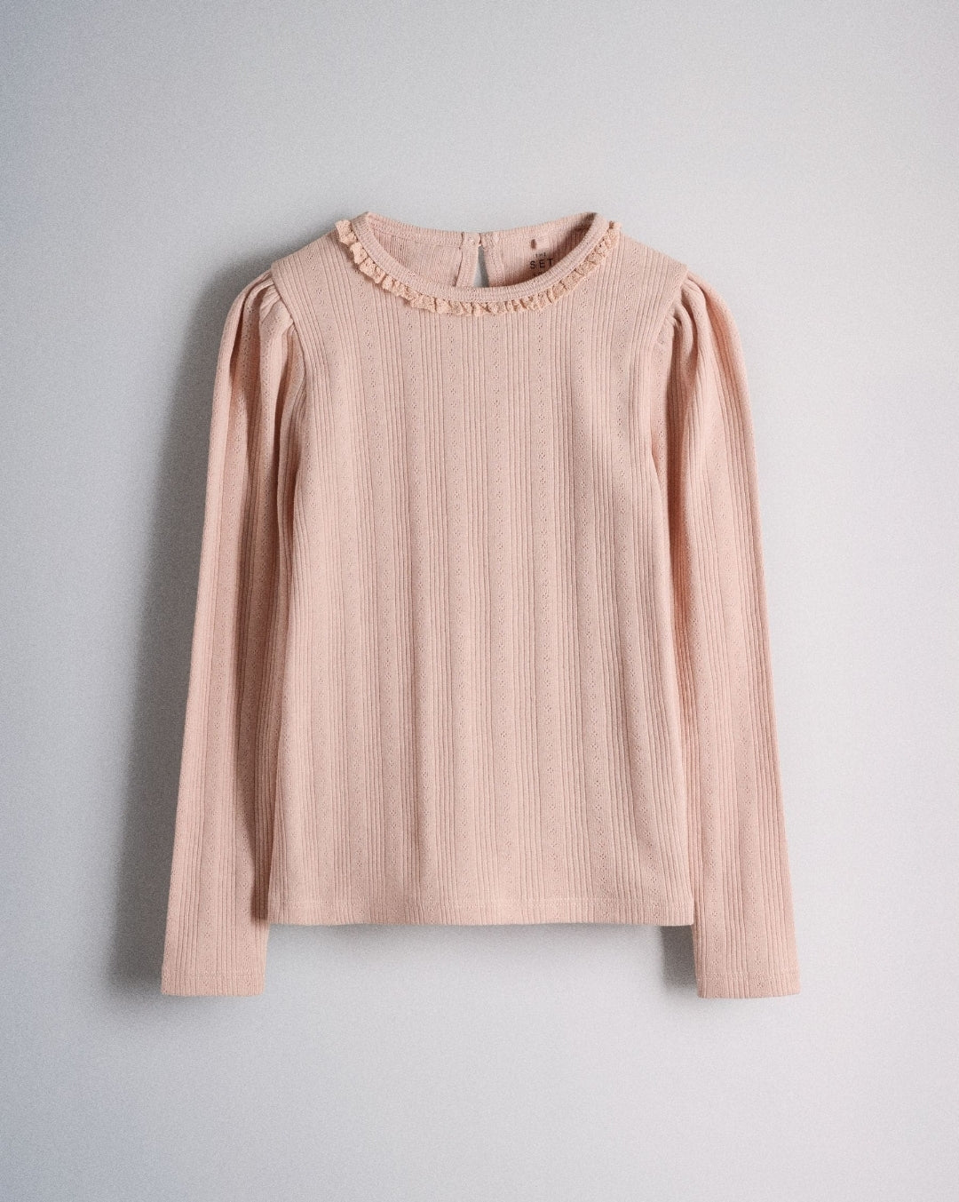 The Set 4 Pack Long Sleeve Pointelle T-Shirts Pink/Green/Cream