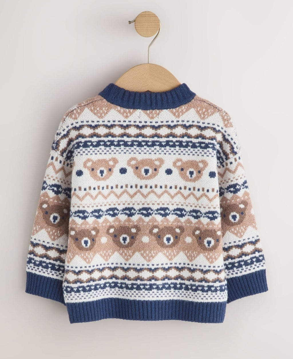 Cream/Navy Character Knitted Crew Neck Jumper