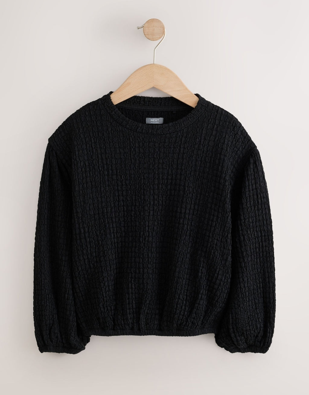 Black Long Sleeve Textured Top