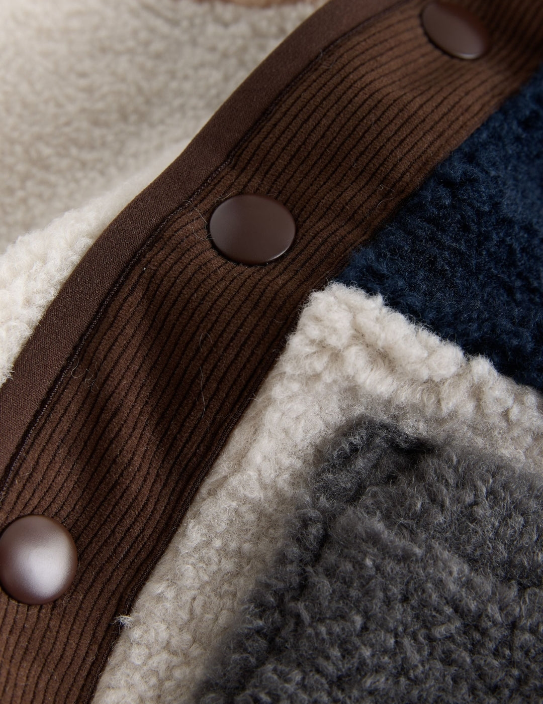 Neutral/Navy Colourblock Borg Fleece Shacket