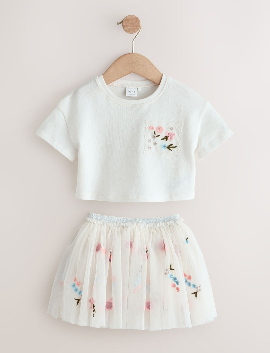White Embroidered Top & Skirt Set