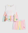 River Island White Stripe Frill Top & Shorts Set
