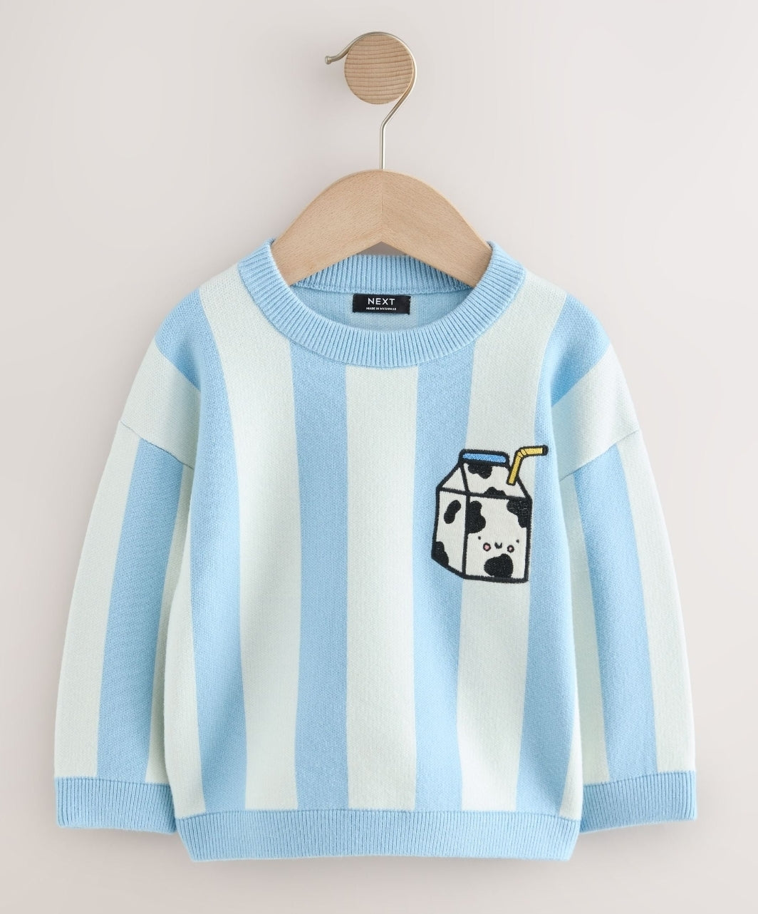 Light Blue Knitted Crew Neck Jumper