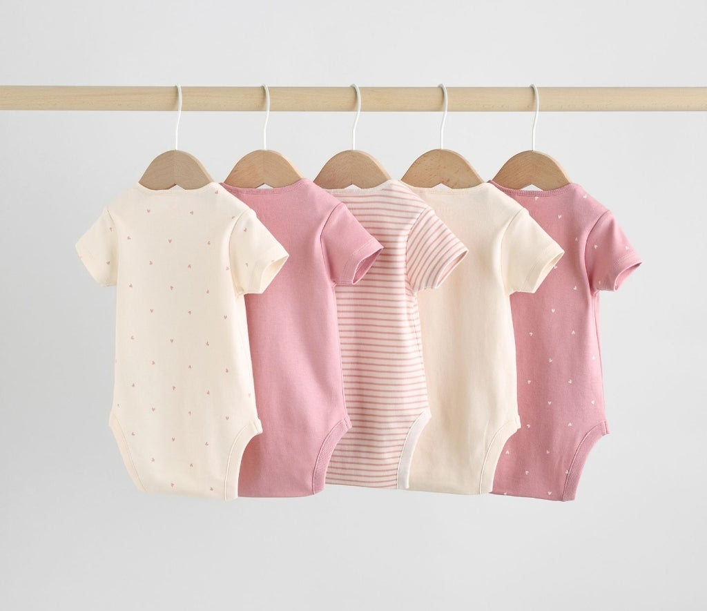 Pink Heart Baby Short Sleeve
Bodysuits 5 Pack