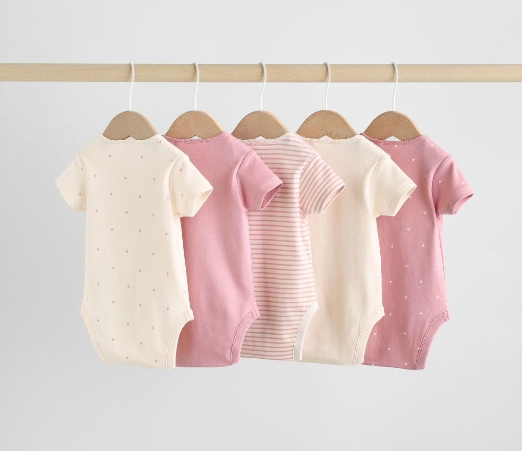 Pink Heart Baby Short Sleeve
Bodysuits 5 Pack