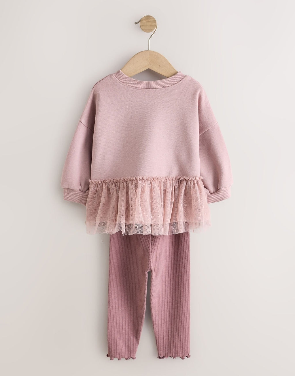 Mauve Purple Mesh Peplum Sweatshirt and Leggings Set