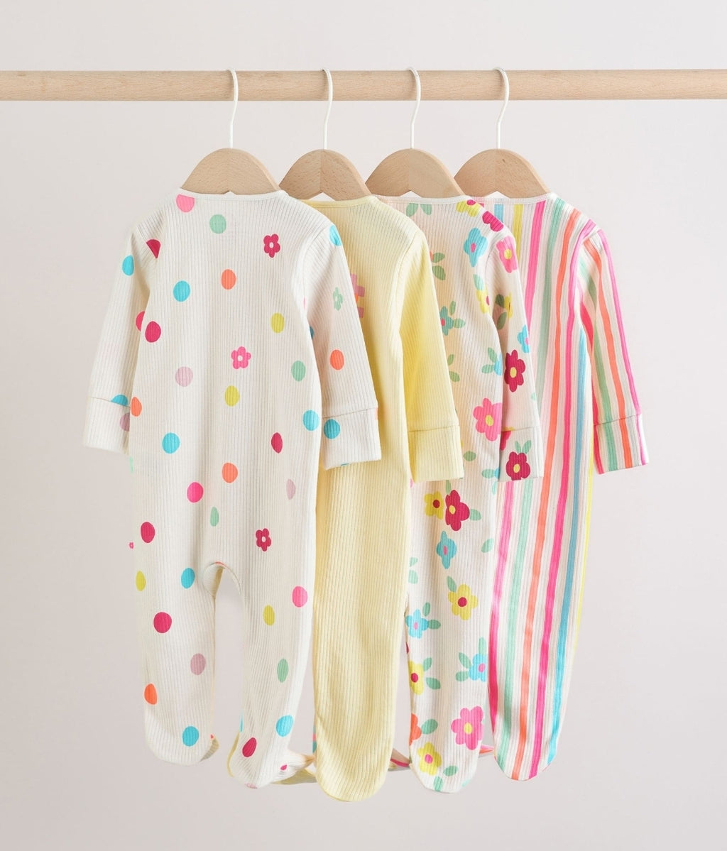 Yellow Two Way Zip Baby
Sleepsuits 4 Pack