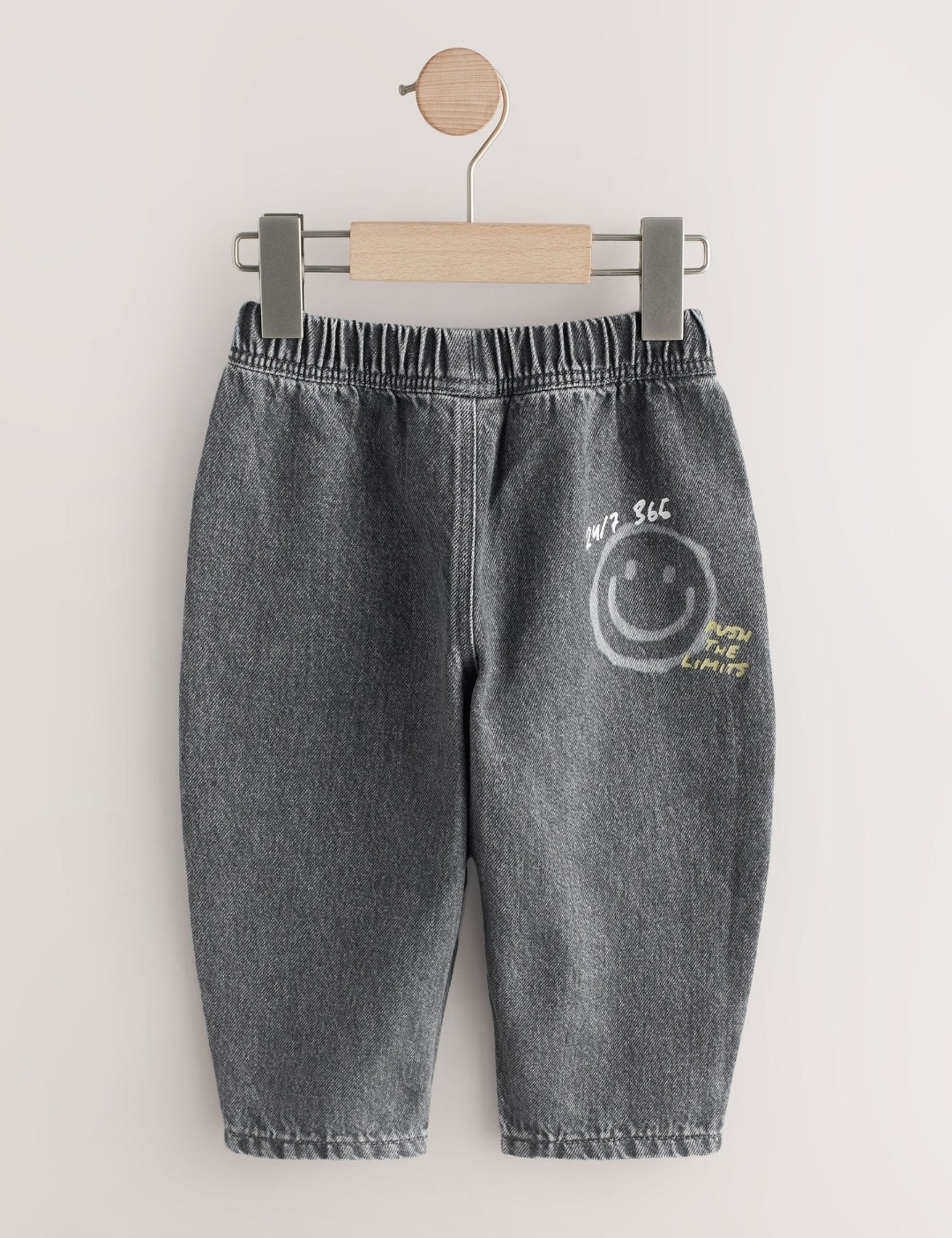Grey Graffiti Barrel Jeans