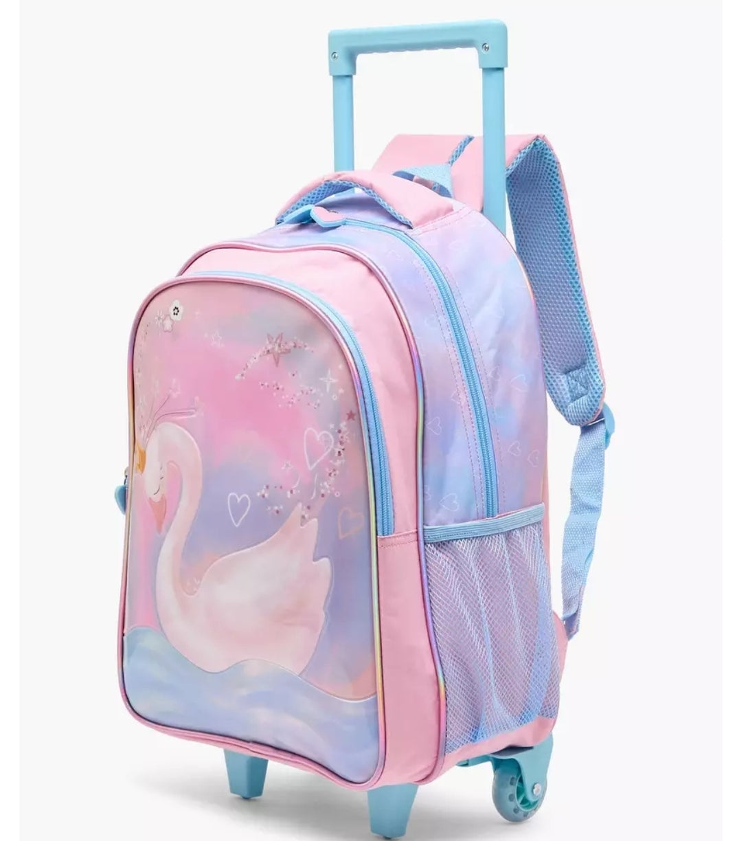 Juniors Swan Print 5-Piece School Trolley Bag Set 16 inches