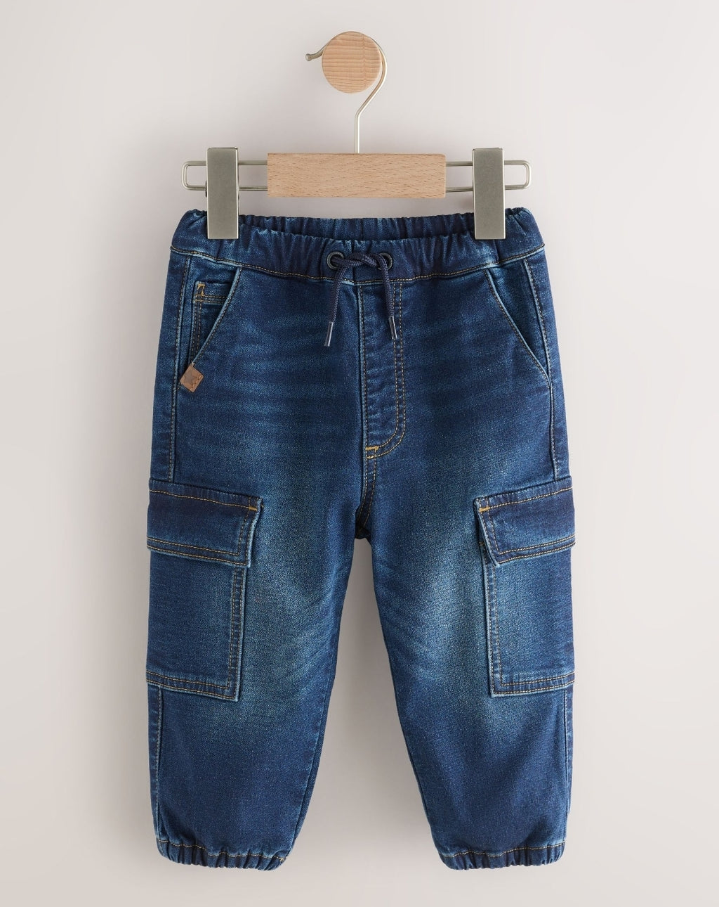 Dark Blue Comfort Stretch Wide Cargo Jeans