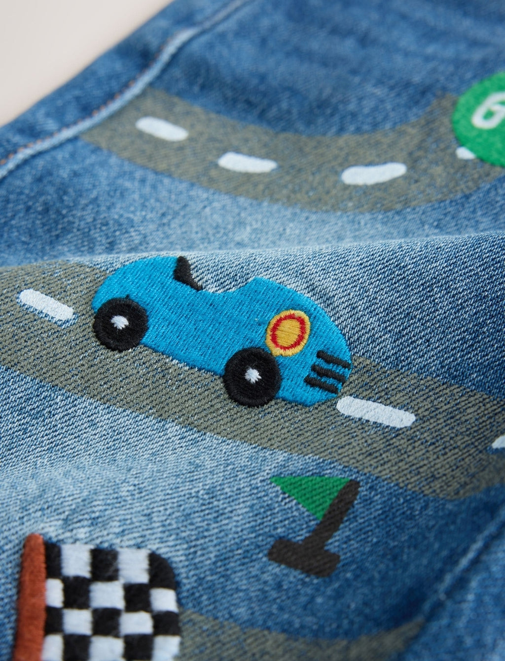 Mid Blue Denim Car Wide Fit Jeans