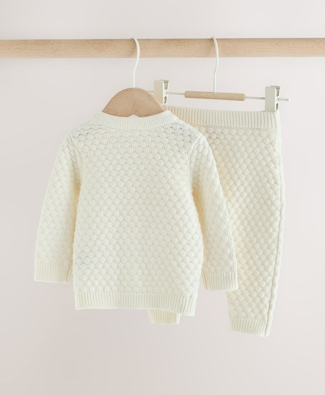 White Knitted Cardigan and Leggings Baby Set
