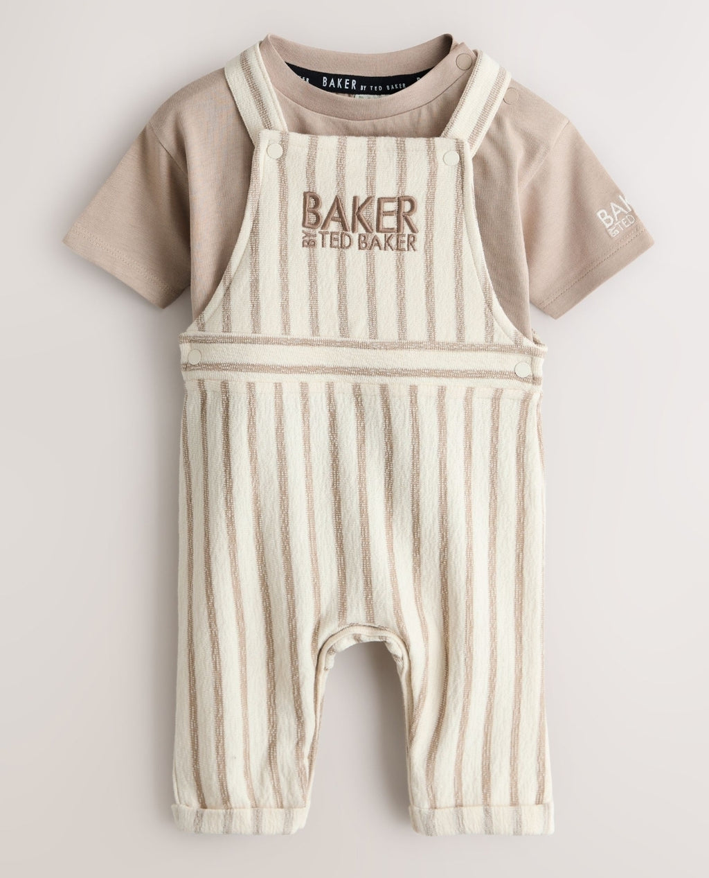 Baker by Ted Baker Stone Striped Dungaree and Short Sleeve T-Shir...