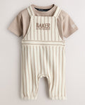 Baker by Ted Baker Stone Striped Dungaree and Short Sleeve T-Shir...