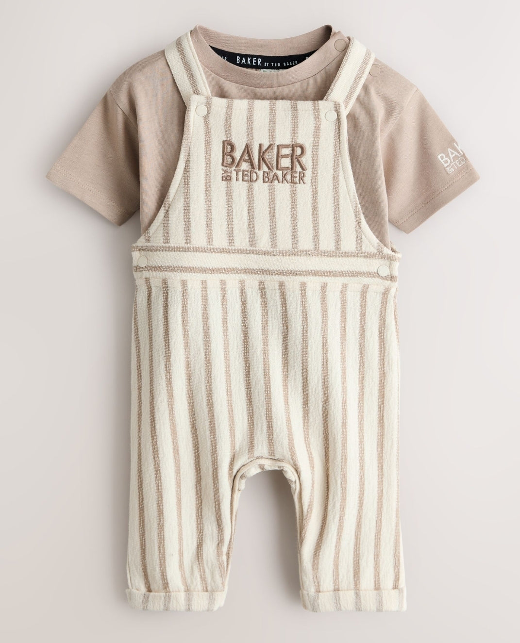 Baker by Ted Baker Stone Striped Dungaree and Short Sleeve T-Shir...