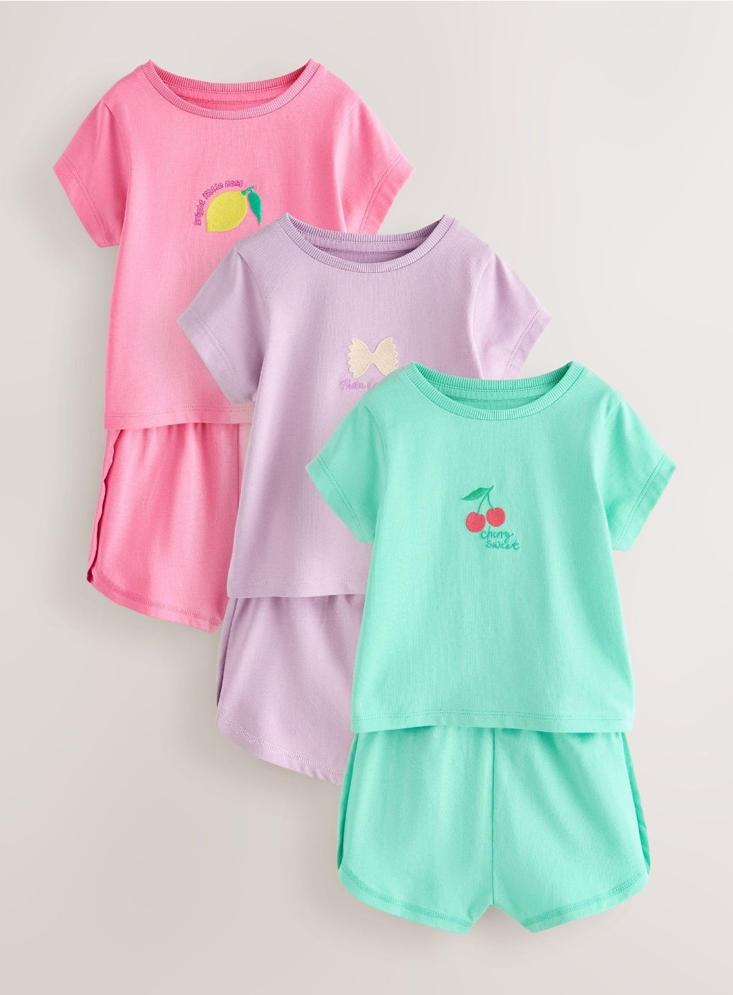 Teal/Pink Short Pyjamas 3 Pack