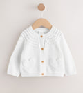 White Heart Pocket Button
Through Baby Cardigan
