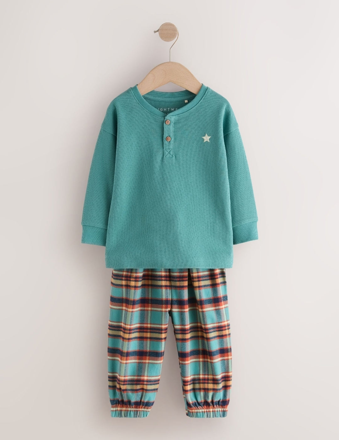 Navy/Ochre/Teal Check Woven Bottom Pyjamas 3 Pack