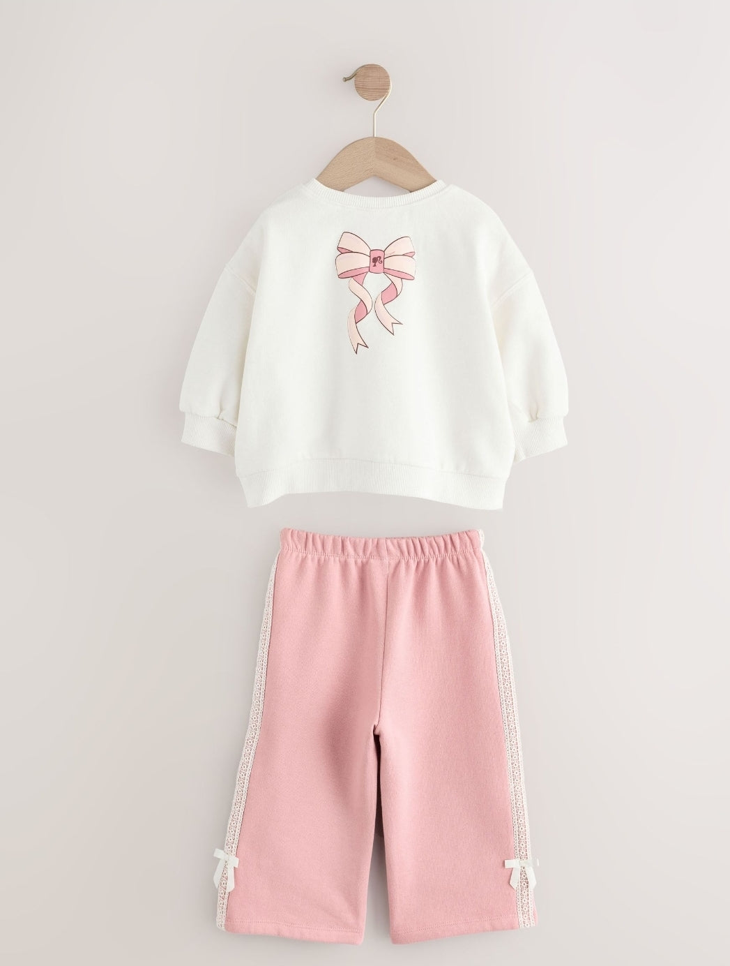 Cream/Pink Barbie Sweatshirt & Wide Leg Joggers Set