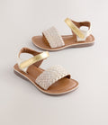 Gold Wide Fit (G) Leather Twist
Sandals with Touch Fastening