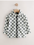 Grey/White Checkerboard Long Sleeve
Zip Up Overshirt