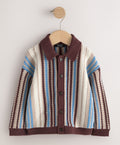 Blue/Brown Button Through Knitted Polo Shirt