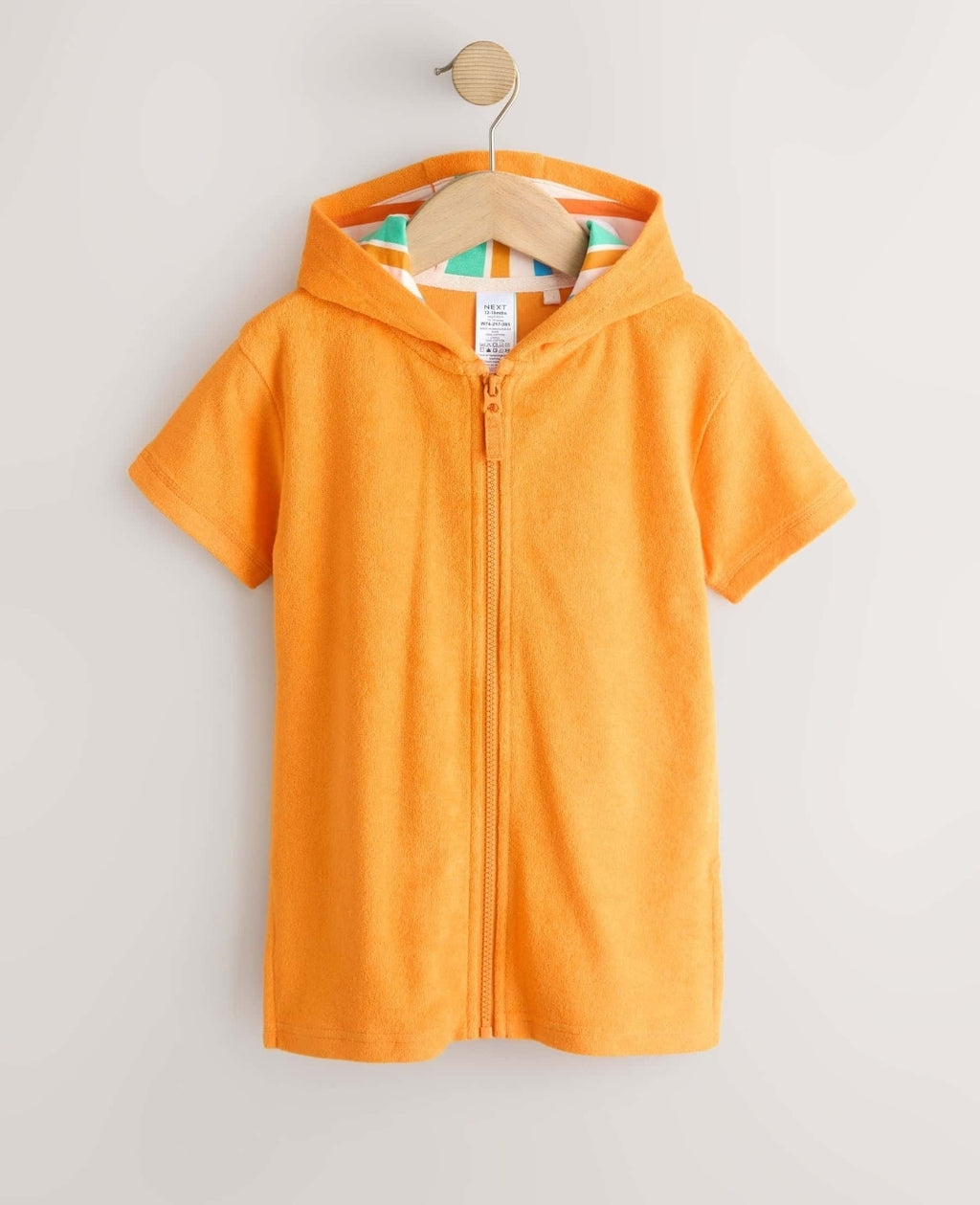 Orange Towelling Zip Through Cover-Up