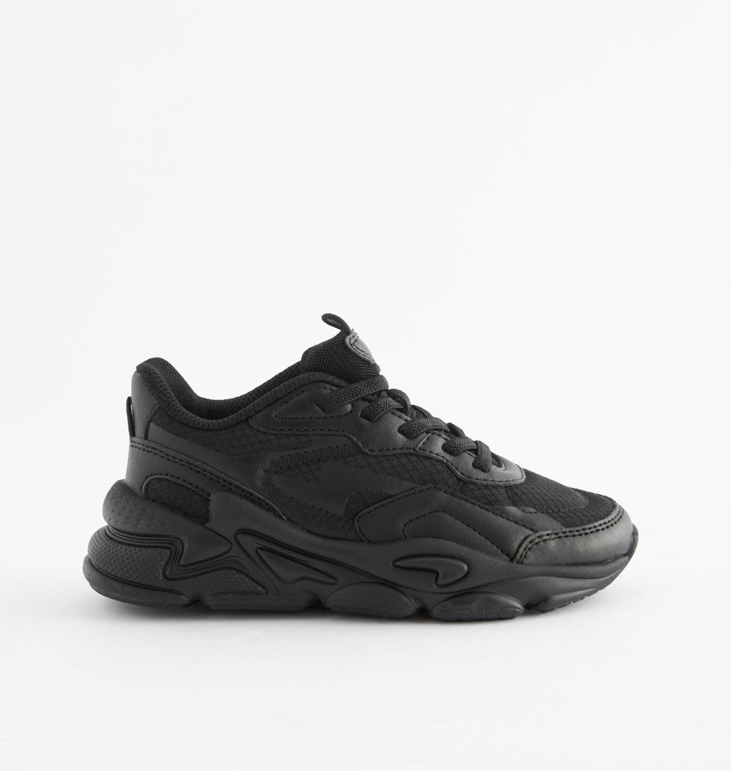 Black Elastic Lace Trainers