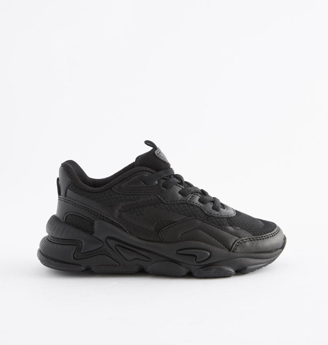 Black Elastic Lace Trainers
