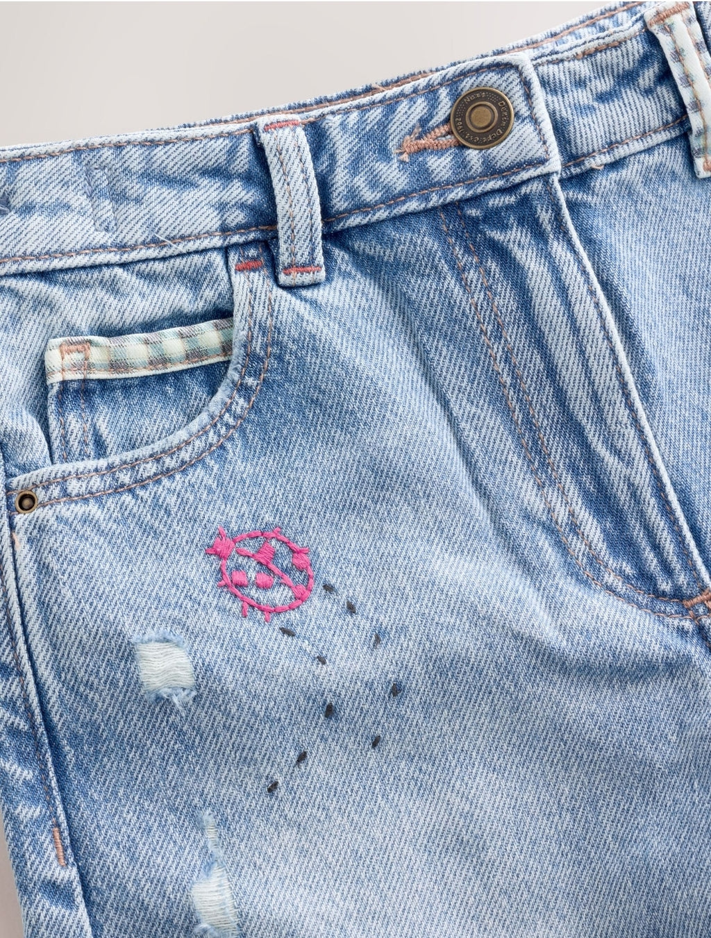 Pretty Embroidered Wide Leg Jeans