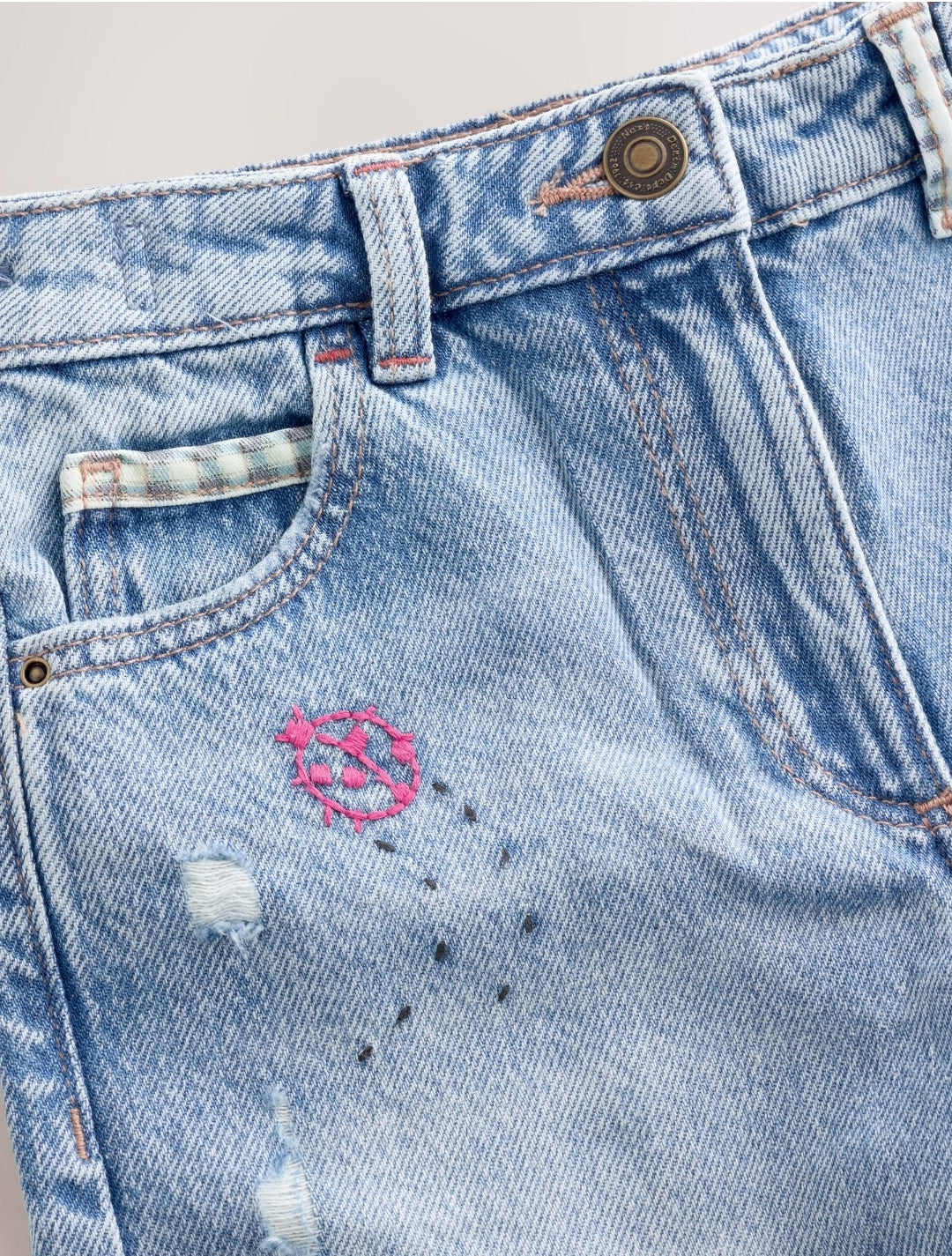 Pretty Embroidered Wide Leg Jeans