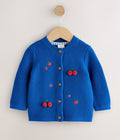 Blue Embroidered Cherry Cardigan