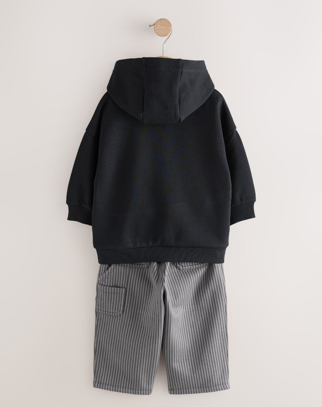 Black and Grey Printed Hoodie and Carpenter Joggers Set