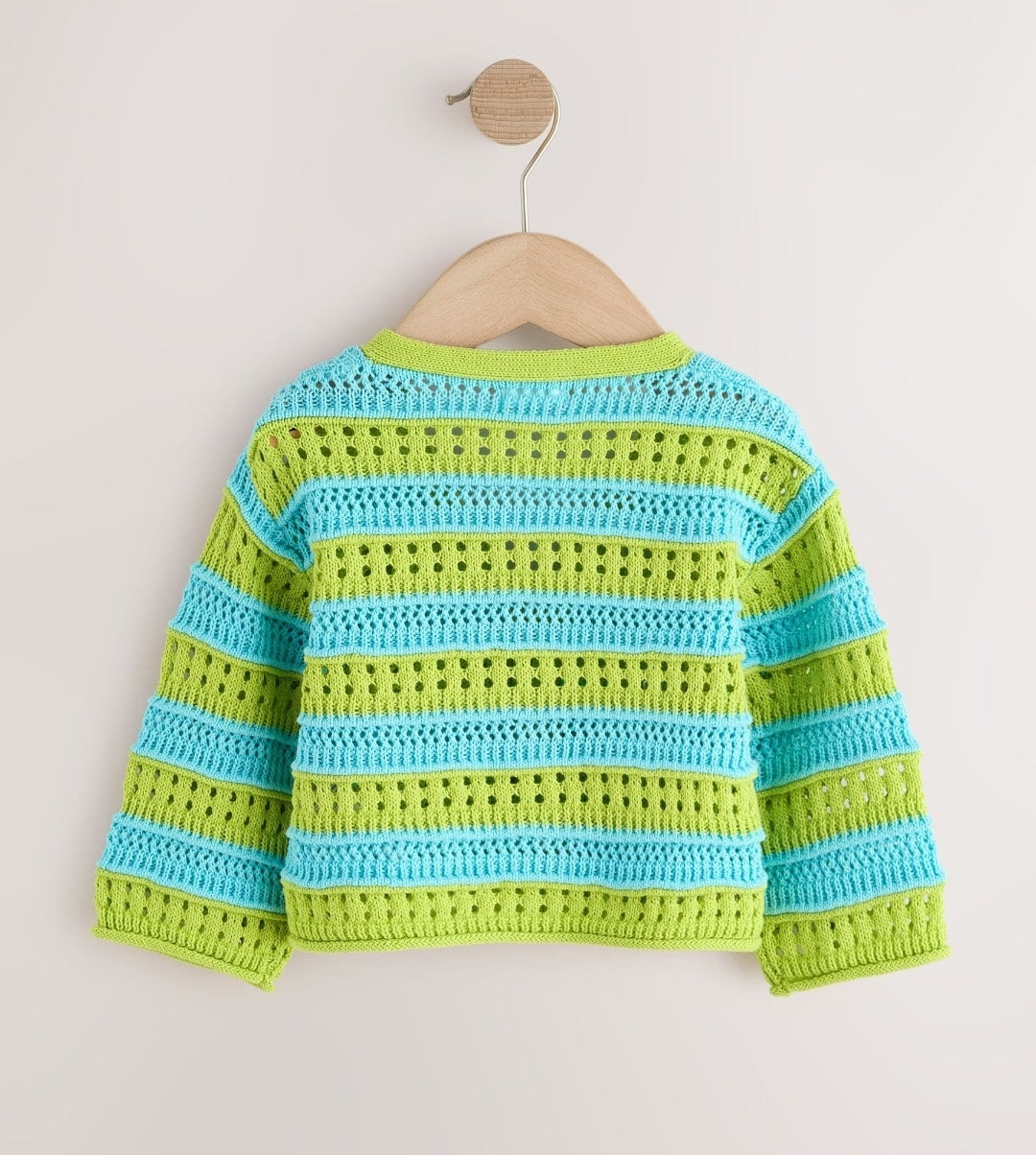 Green/Blue V-Neck Crochet
Cardigan