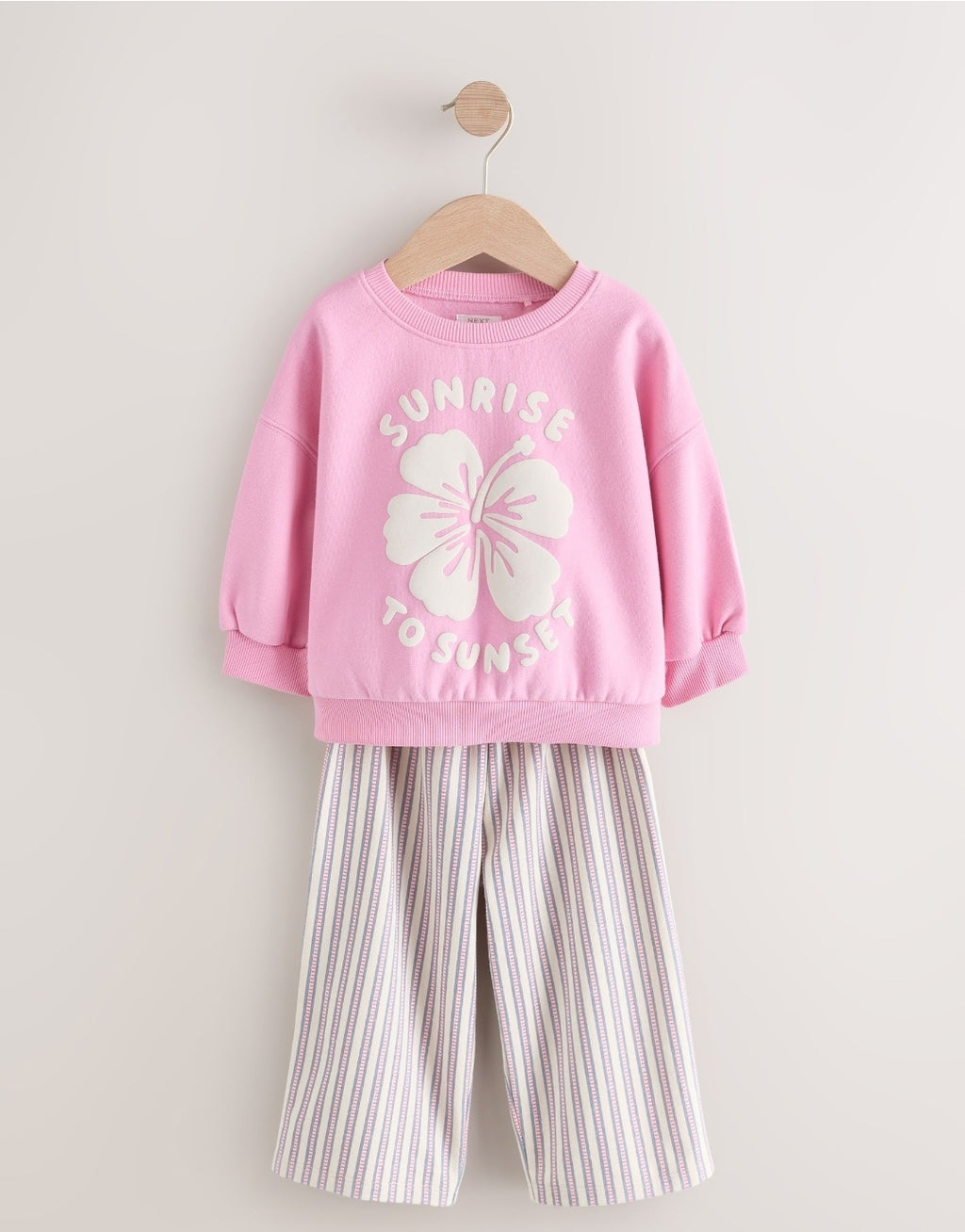 Pink Sweatshirt & Wide Leg Trousers Set