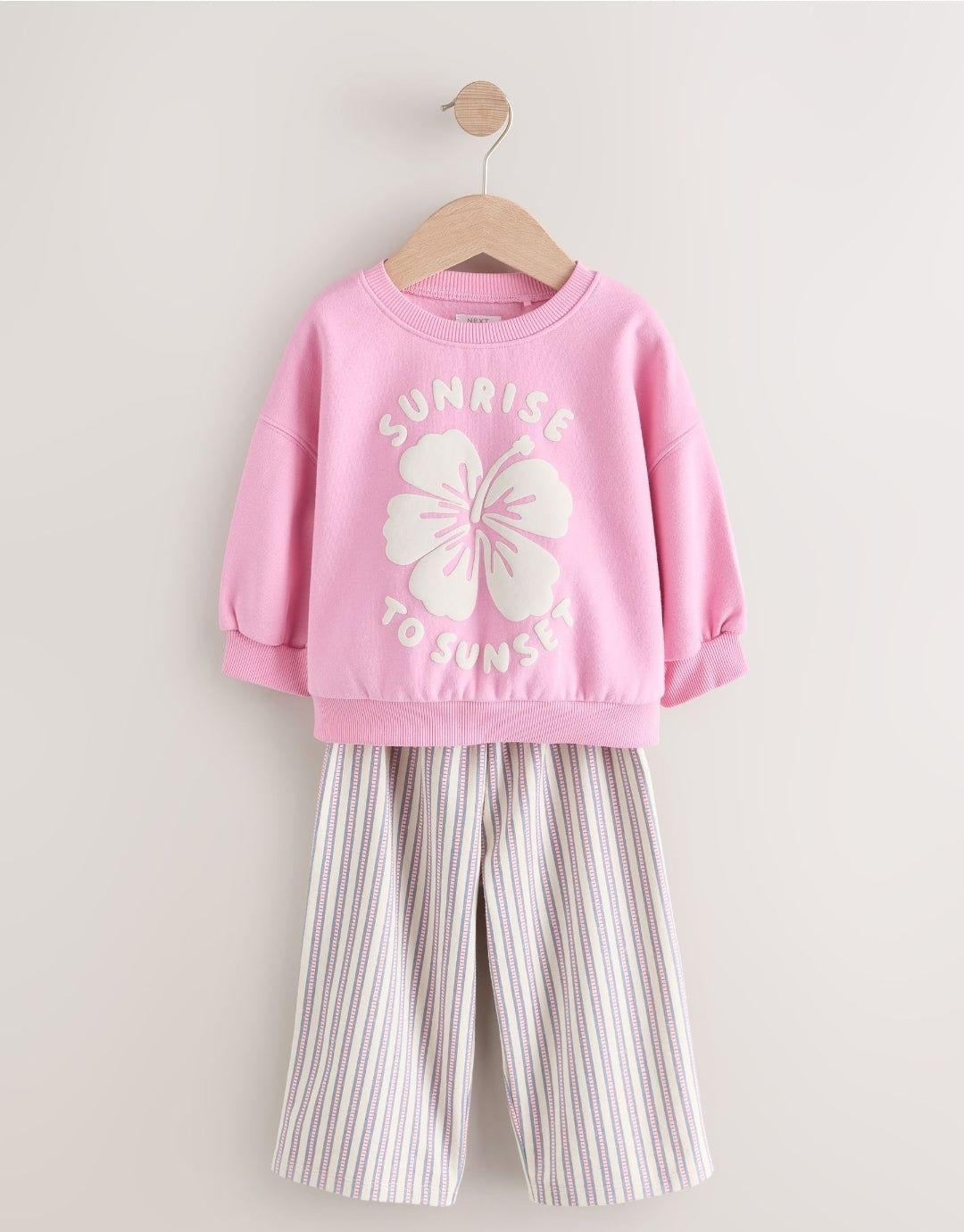 Pink Sweatshirt & Wide Leg Trousers Set