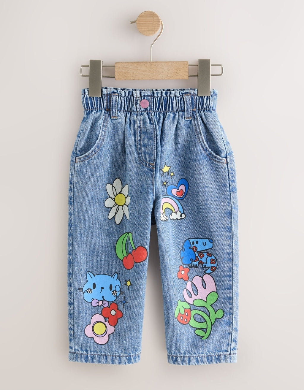 Mid Blue Doodle printed Jeans