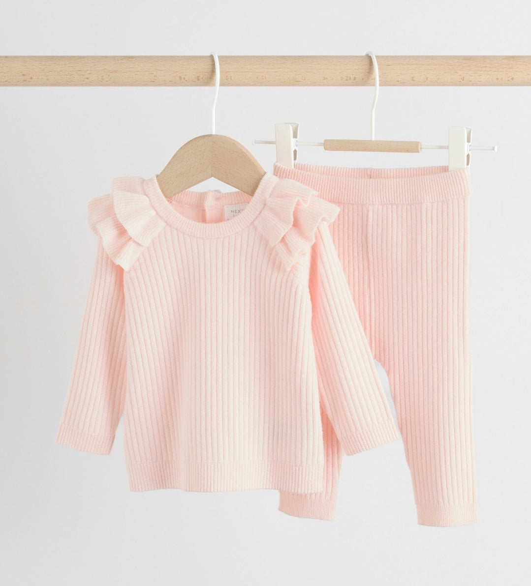 Light Pink Baby Knitted Jumper and Leggings Set 2 Piece
