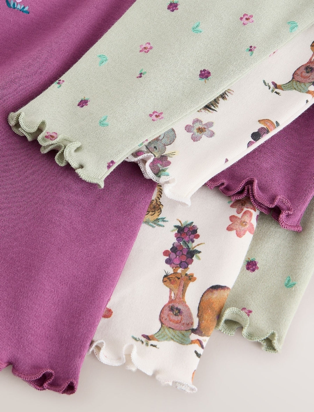 Purple/Green Snuggle Pyjamas 3 Pack