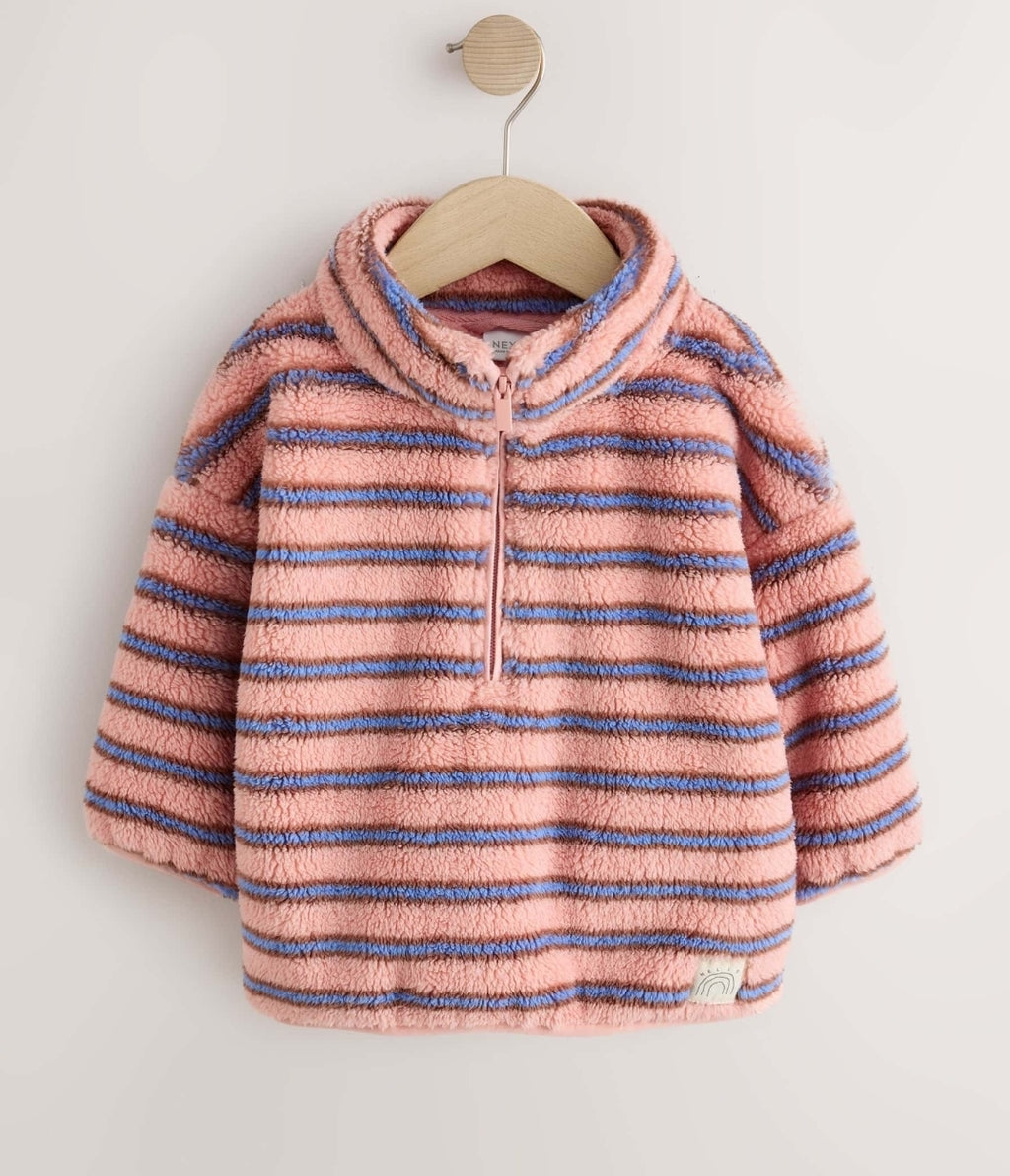 Blue Pink Stripe Half Zip Fleece