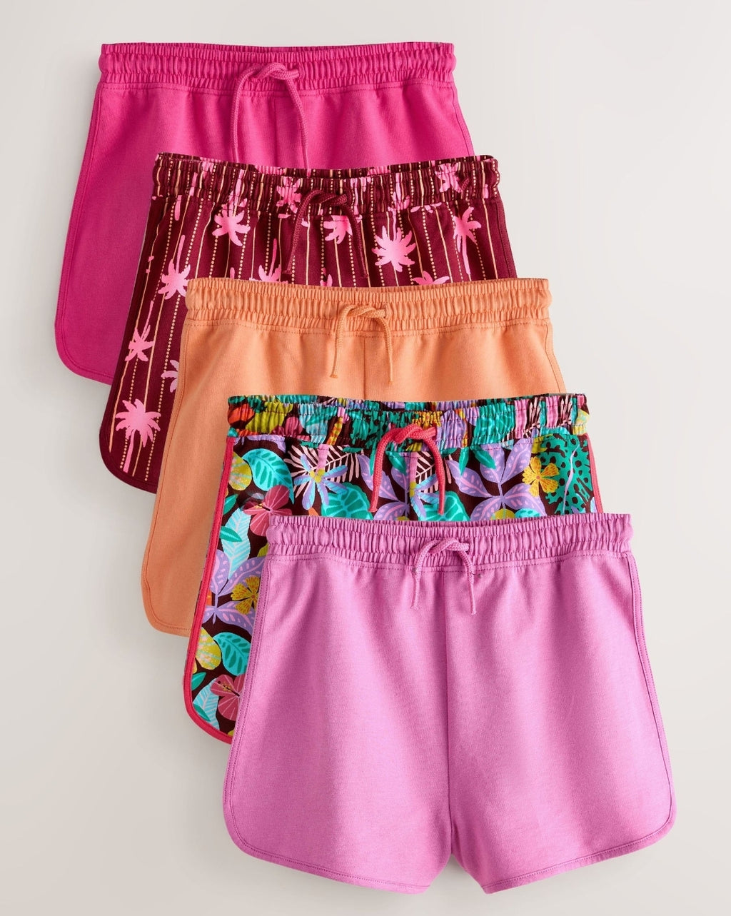 Tropical/Purple Racer Shorts 
5 Pack