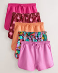 Tropical/Purple Racer Shorts 
5 Pack