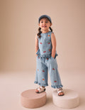 Fruit Embroidered Denim Top & Trousers Set