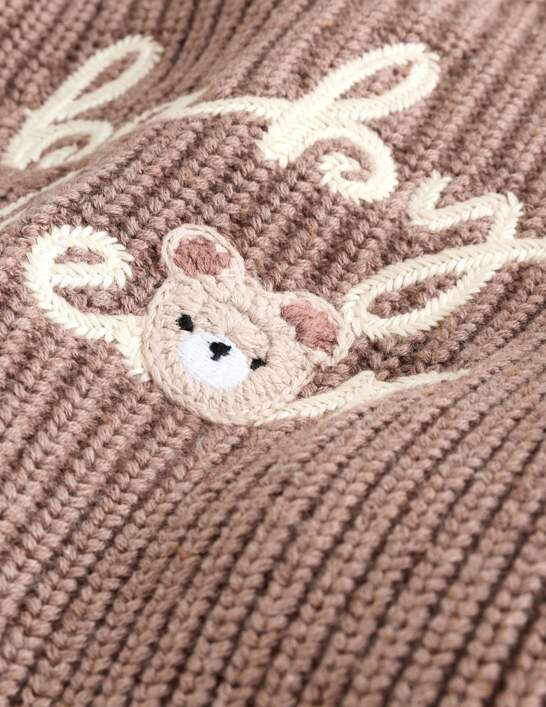 Brown Bear Knitted Embroidered Cardigan